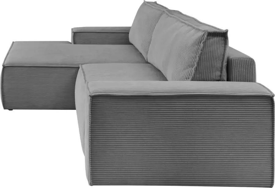 Home affaire Hoekbank SHERWOOD bedbank 267 cm L-model Slaapfunctie met bedlade (210x136 cm) cord vintage fluweel - Foto 6