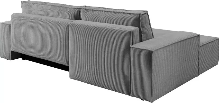 Home affaire Hoekbank SHERWOOD bedbank 267 cm L-model Slaapfunctie met bedlade (210x136 cm) cord vintage fluweel - Foto 12