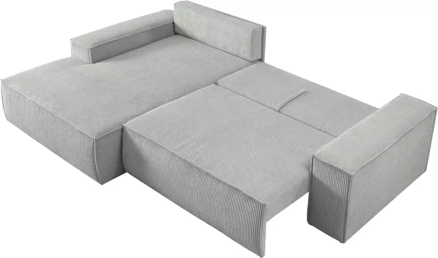 Home affaire Hoekbank SHERWOOD bedbank 267 cm L-model Slaapfunctie met bedlade (210x136 cm) cord vintage fluweel - Foto 10