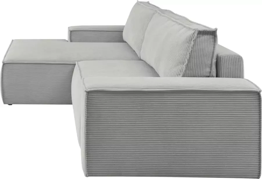 Home affaire Hoekbank SHERWOOD bedbank 267 cm L-model Slaapfunctie met bedlade (210x136 cm) cord vintage fluweel - Foto 6