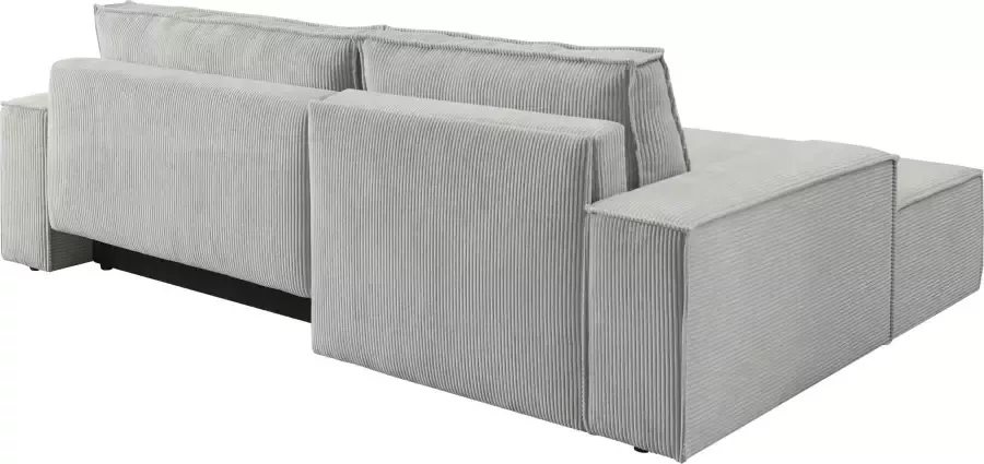 Home affaire Hoekbank SHERWOOD bedbank 267 cm L-model Slaapfunctie met bedlade (210x136 cm) cord vintage fluweel - Foto 12