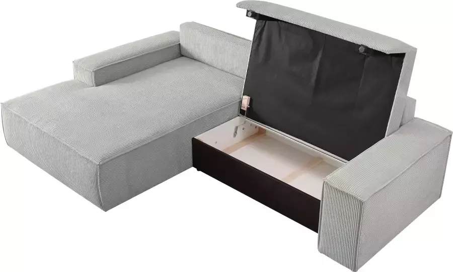 Home affaire Hoekbank SHERWOOD bedbank 267 cm L-model Slaapfunctie met bedlade (210x136 cm) cord vintage fluweel - Foto 9