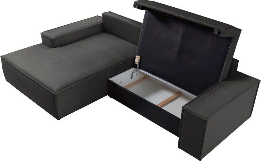 Home affaire Hoekbank SHERWOOD bedbank 267 cm L-model Slaapfunctie met bedlade (210x136 cm) cord vintage fluweel - Foto 7