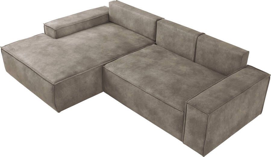 Home affaire Hoekbank SHERWOOD bedbank 267 cm L-model Slaapfunctie met bedlade (210x136 cm) cord vintage fluweel - Foto 9