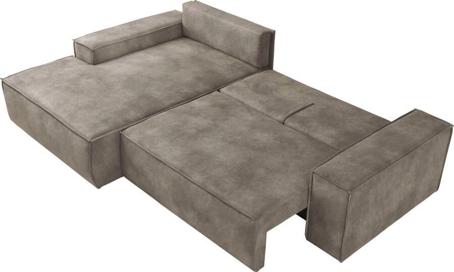 Home affaire Hoekbank SHERWOOD bedbank 267 cm L-model Slaapfunctie met bedlade (210x136 cm) cord vintage fluweel - Foto 8