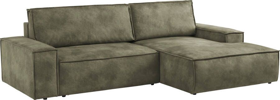 Home affaire Hoekbank SHERWOOD Schlafsofa 267 cm L-Form(ligoppervlak 210x136 cm) en bedkist ribfluweel vintage fluweel velour - Foto 14