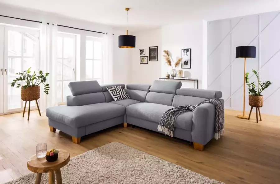 Home affaire Hoekbank Steve premium luxe tot 140 kg per zitting belastbaar incl. verstelbare hoofdsteun naar keuze met slaapfunctie en bedkist