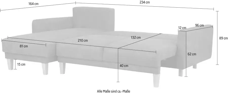 Home affaire Hoekbank TRIPLO optionele slaapbank met bedlade afmetingen B D H: 234 164 89 cm - Foto 7