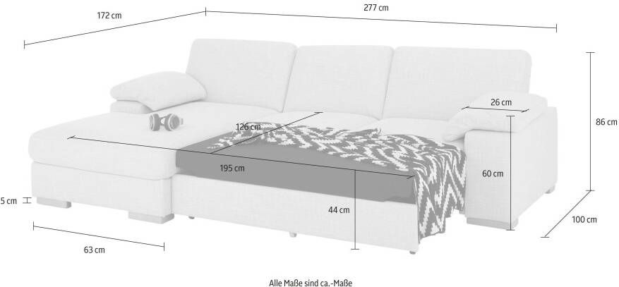 Home affaire Hoekbank Ventura L-vorm naar keuze met slaapfunctie en slaapfunctie bedkist - Foto 2