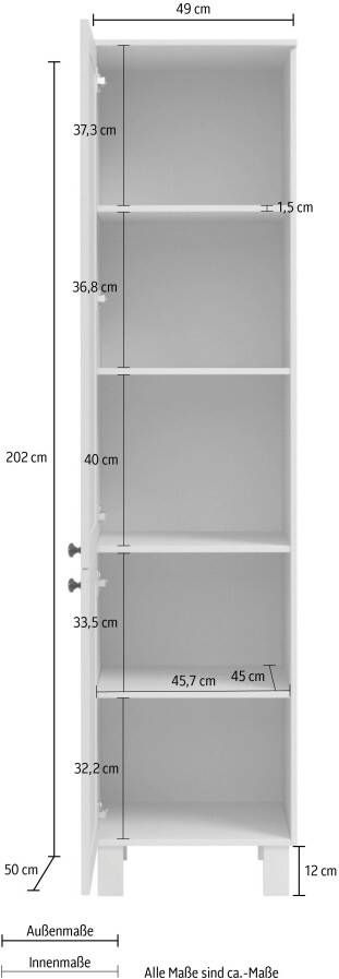 Kochstation Hoge kast KS-Osby Massief grenen breedte 50 cm 2 deuren 4 legplanken (1 stuk) - Foto 7