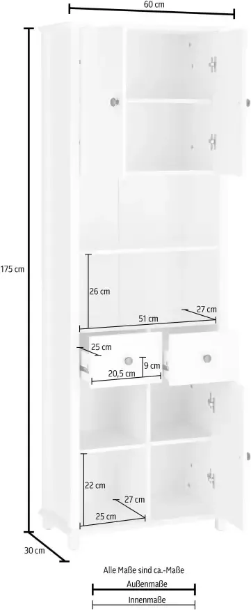 Home affaire Hoge kast Vili Breedte 60 cm 2 laden 3 deuren - Foto 15