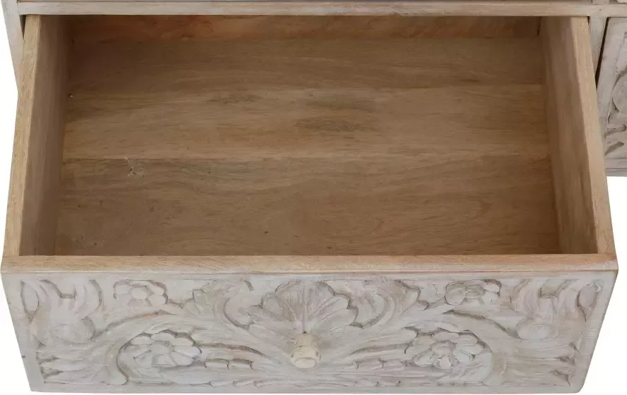 Home affaire Kast Lavin Mangohout met decoratief houtsnijwerk met de hand gemaakt breedte 110 cm - Foto 8