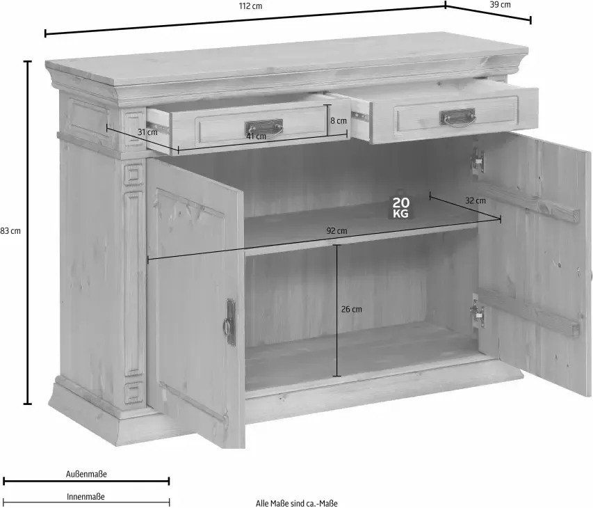 Home affaire Kast Vinales Breedte 112 cm van massief grenen - Foto 3