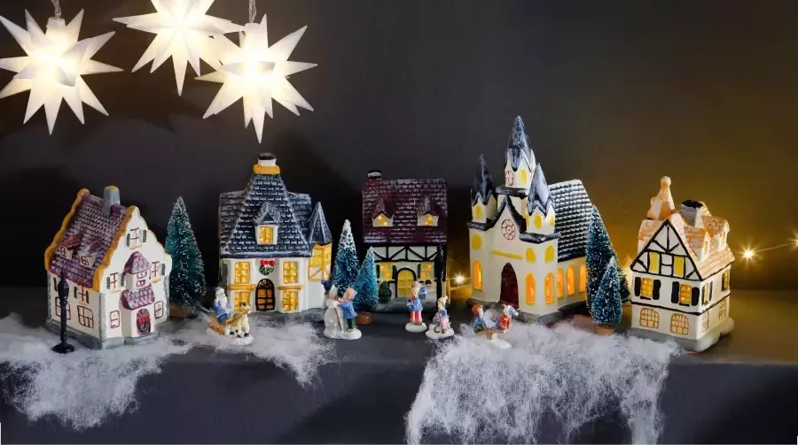Home affaire Kerstdorp Kerst versiering met kerstverlichting (17 stuks) - Foto 1
