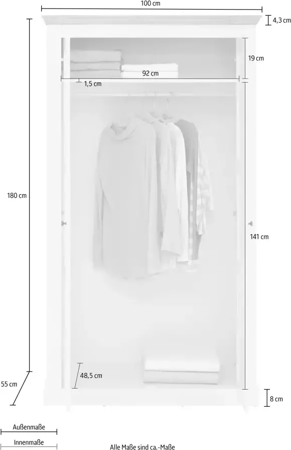 Home affaire Kledingkast Clonmel met plank en garderobestang achter de deuren hoogte 180 cm - Foto 2