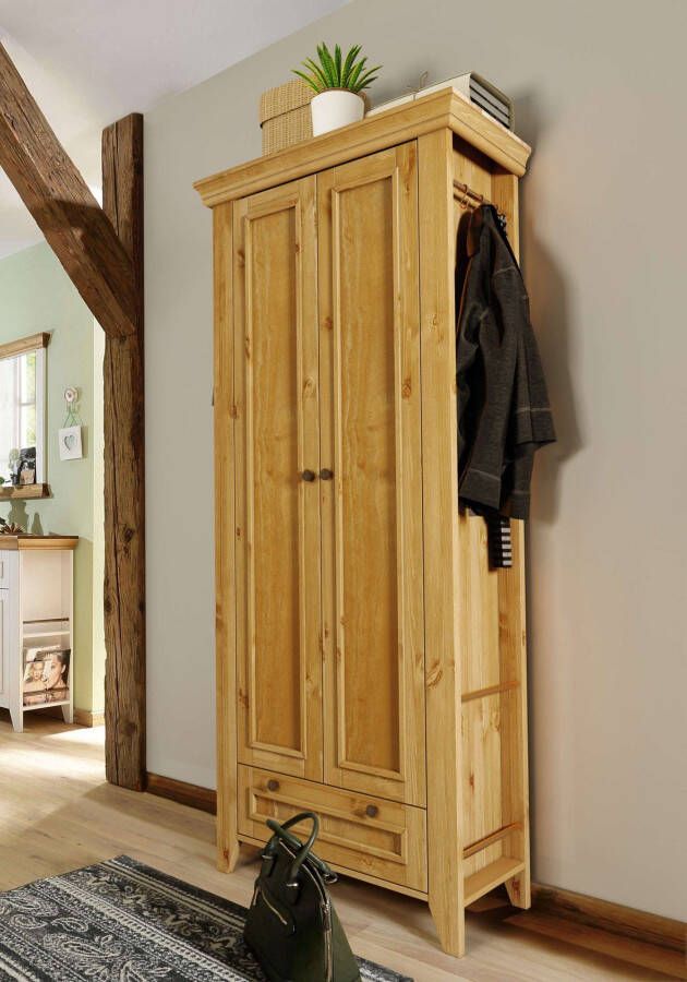 Home affaire Kledingkast Skandinavia Massief hout 2-deurs met lade en ophangmogelijkheden aan de zijkant - Foto 4