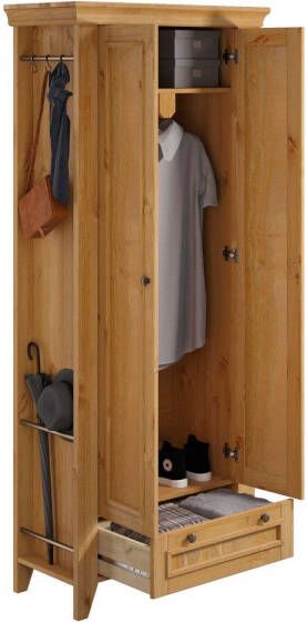 Home affaire Kledingkast Skandinavia Massief hout 2-deurs met lade en ophangmogelijkheden aan de zijkant - Foto 8