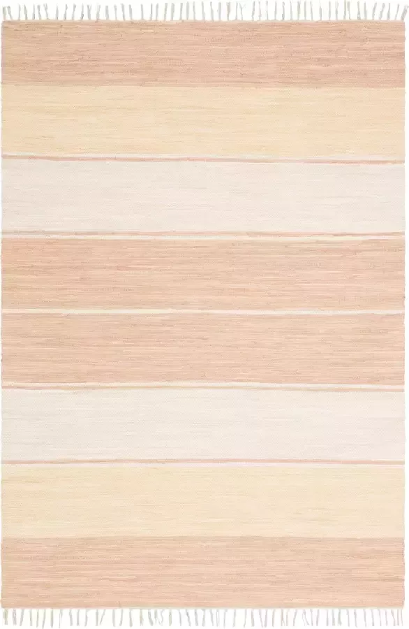 My home Vloerkleed MERLE Vlakweefsel omkeerbaar tapijt gestreept handgeweven met franjes loper - Foto 3