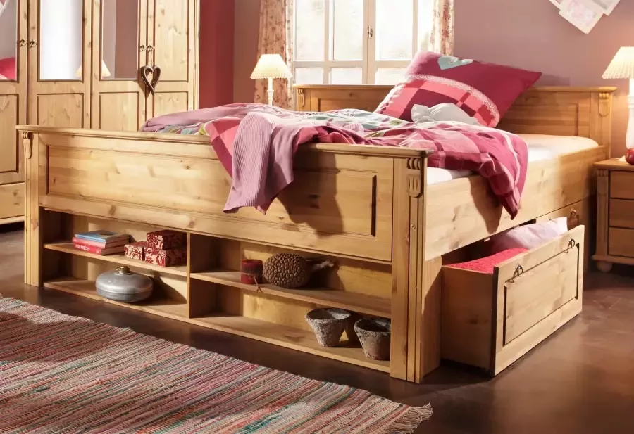 Home affaire Massief houten ledikant TESSIN FSC-gecertificeerd grenen Bed met opbergruimte INCLUSIEF oprolbare lattenbodem - Foto 6