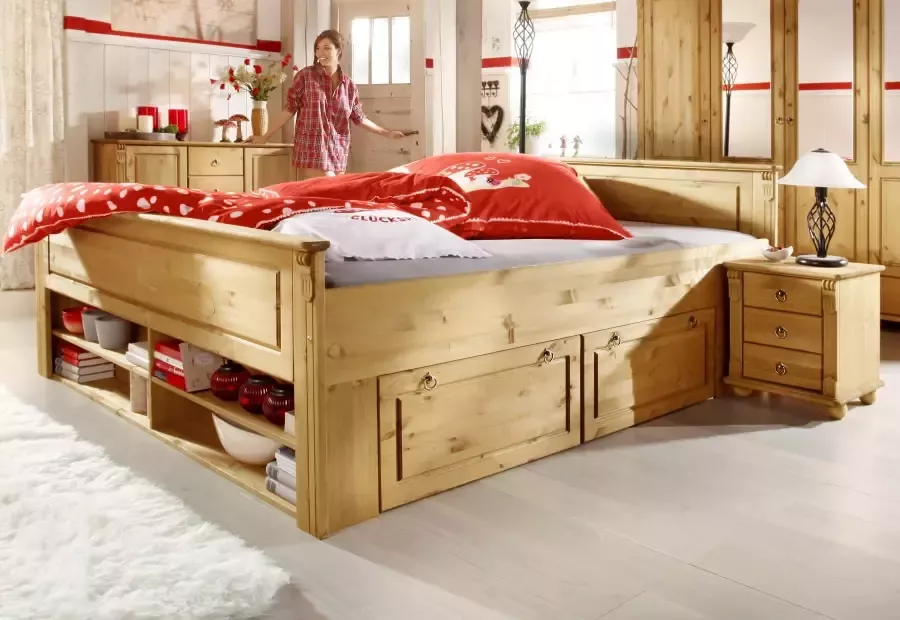 Home affaire Massief houten ledikant TESSIN FSC-gecertificeerd grenen Bed met opbergruimte INCLUSIEF oprolbare lattenbodem - Foto 4