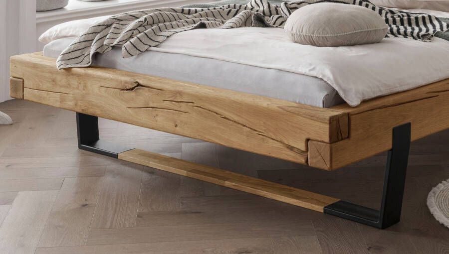 Home affaire Massief houten ledikant Ultima van hout in balk-look met hout metalen glijder - Foto 3