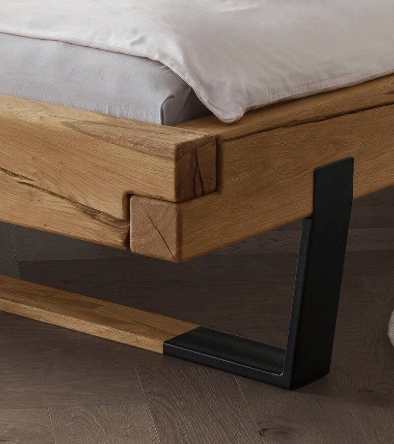 Home affaire Massief houten ledikant Ultima van hout in balk-look met hout metalen glijder - Foto 1