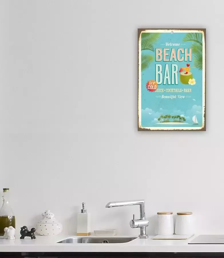 Home affaire Metalen artprint Beach bar Strand staalplaat blikplaat Hawai cocktails