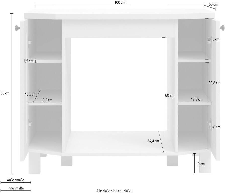 Kochstation Ombouwkast voor oven KS-Osby Massief grenen breedte 100 cm 2 deuren (1 stuk) - Foto 3