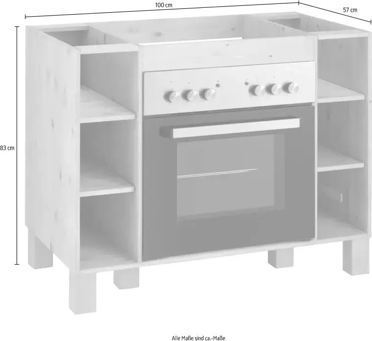 Home affaire Ombouwkast voor oven Oslo 100 cm breed van massief grenen zonder werkblad met 6 vakken - Foto 1