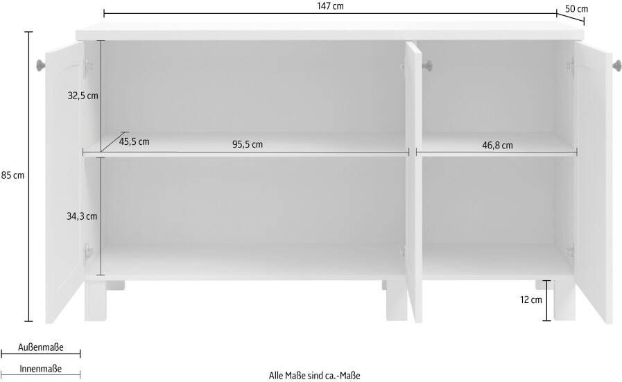Kochstation Onderkast KS-Osby Massief grenen breedte 150 cm 3 deuren (1 stuk) - Foto 7