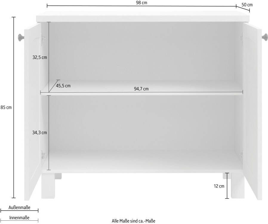 Kochstation Onderkast KS-Osby Massief grenen breedte 100 cm 2 deuren (1 stuk) - Foto 3