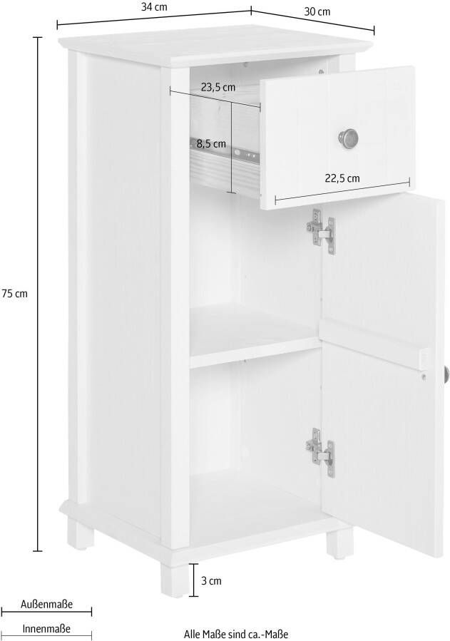 Home affaire Onderkast Vili Breedte 34 cm badkamerkast van massief hout grenenhout - Foto 6