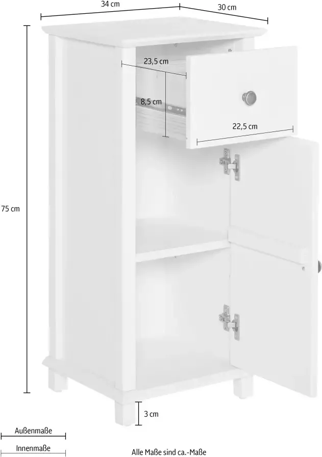 Home affaire Onderkast Westa Breedte 34 cm badkamerkast van massief hout grenenhout - Foto 4