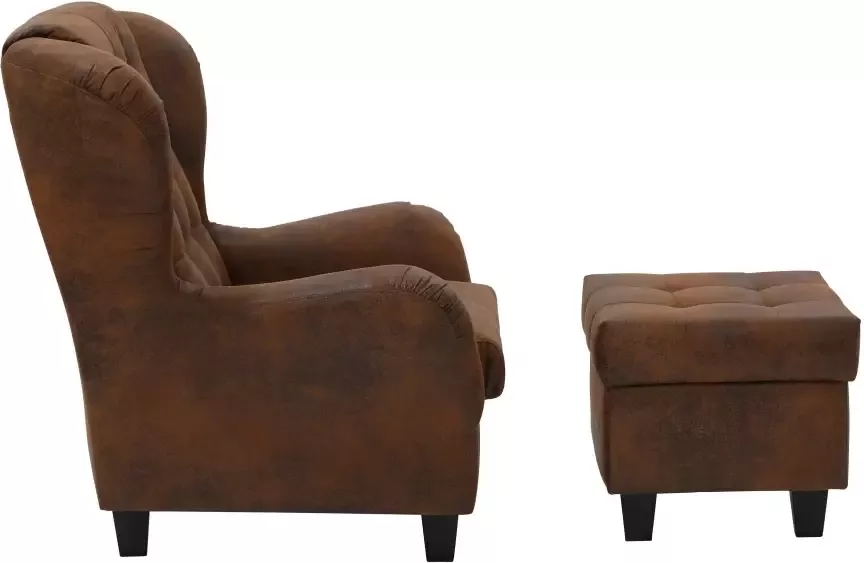 Home affaire Oorfauteuil Alexander incl. hocker met stiksels in vele kleuren (2 stuks) - Foto 8