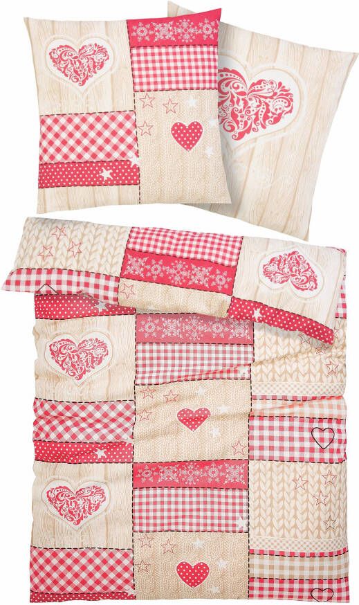 My home Beddengoed Janina in mt. 135x200 of 155x220 cm 100% katoen veel winterdesigns: patchwork sneeuwpop uil beer - Foto 5