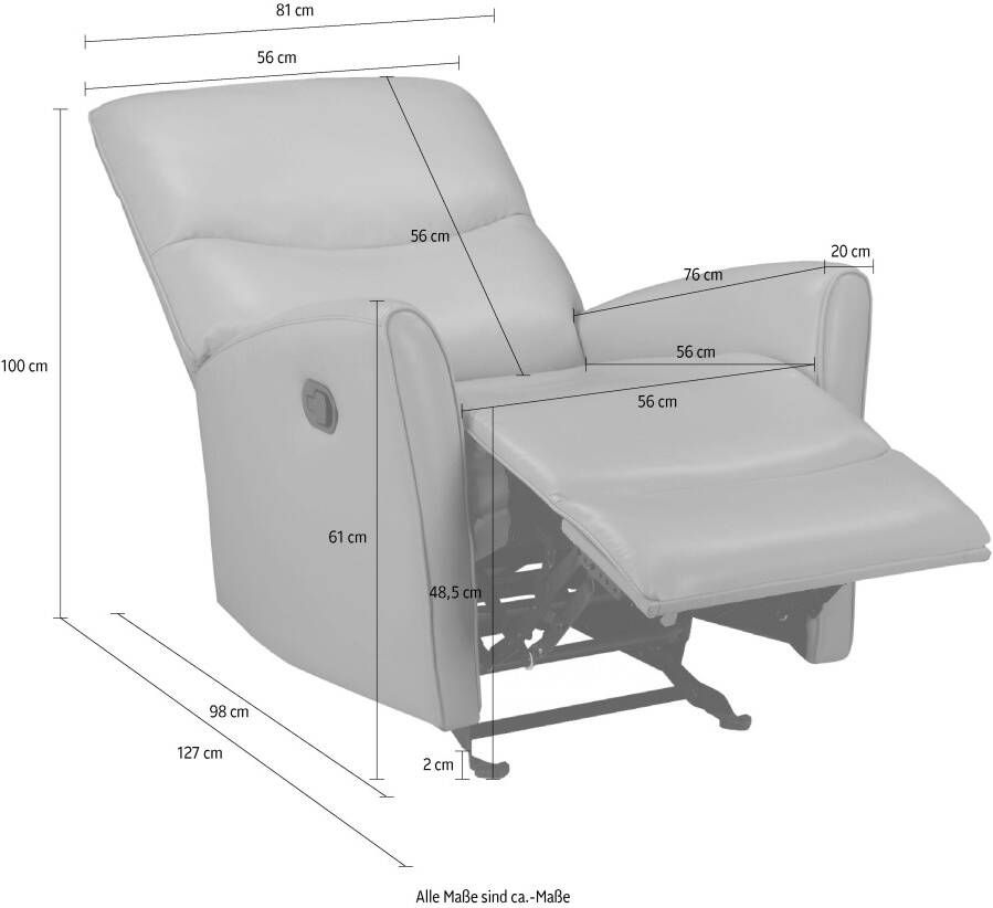 Home affaire Relaxfauteuil Chesley TV-Sessel mit Schlaffunktion Sessel Wohnzimmer met relaxfunctie vrij instelbaar - Foto 2