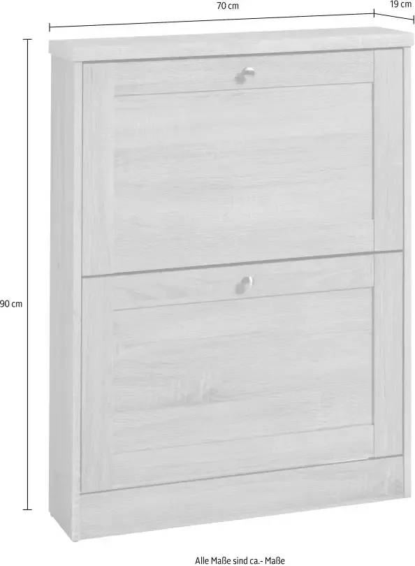 Home affaire Schoenenkast Erica Breedte 70 cm met 2 kleppen en facettenfront - Foto 1