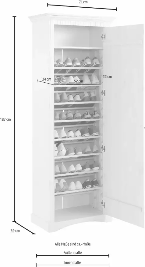 Home affaire Schoenenkast Rustiek gemaakt van massief fsc-gecertificeerd grenen 71 cm breed - Foto 5