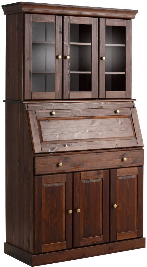 Home affaire Secretaire Rosi Bureau van massief hout met vitrinegedeelte afmetingen 100 x 42 5 x 180 cm - Foto 9