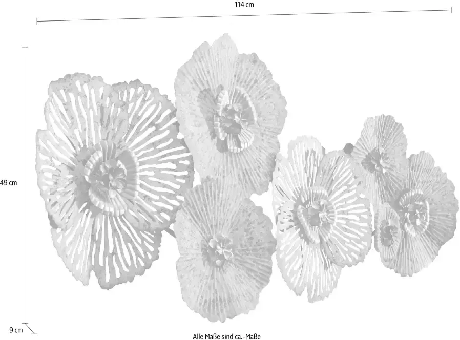 Home affaire Sierobject voor aan de wand Bloemen Wanddecoratie van metaal bestaand uit 7 bloemen - Foto 2