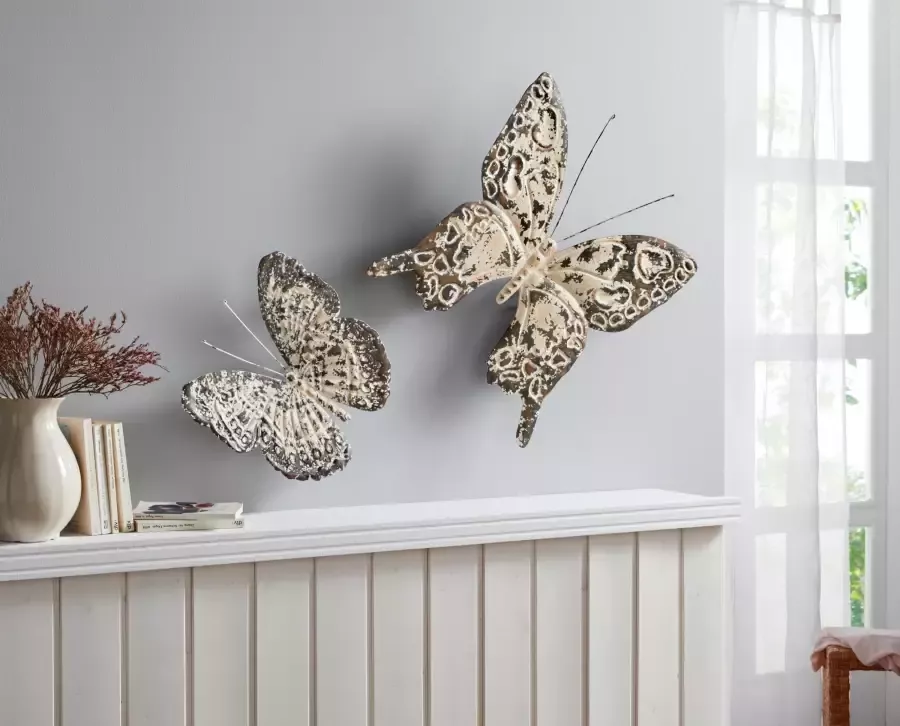 Home affaire Sierobject voor aan de wand Wanddecoratie vintage butterfly Wanddecoratie vlinder van metaal - Foto 1