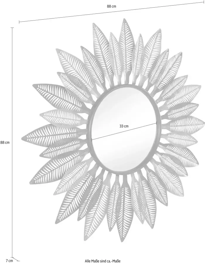 Home affaire Sierspiegel Wandspiegel modern rond ø 88 cm veermotief van metaal - Foto 3