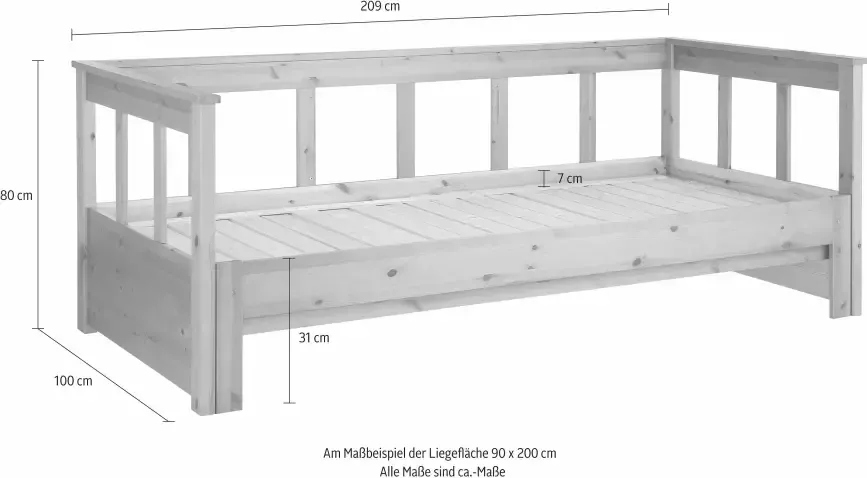 Home affaire Slaapbank "AIRA" Kinderbett Gästebett Skandi- Design Schublade optional Logeerbed met uitschuifbaar tweede ligoppervlak gecertificeerd massief hout - Foto 5