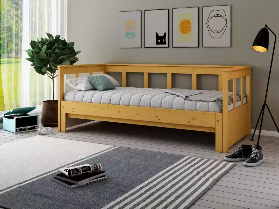 Home affaire Slaapbank "AIRA" Kinderbett Gästebett Skandi- Design Schublade optional Logeerbed met uitschuifbaar tweede ligoppervlak gecertificeerd massief hout - Foto 3