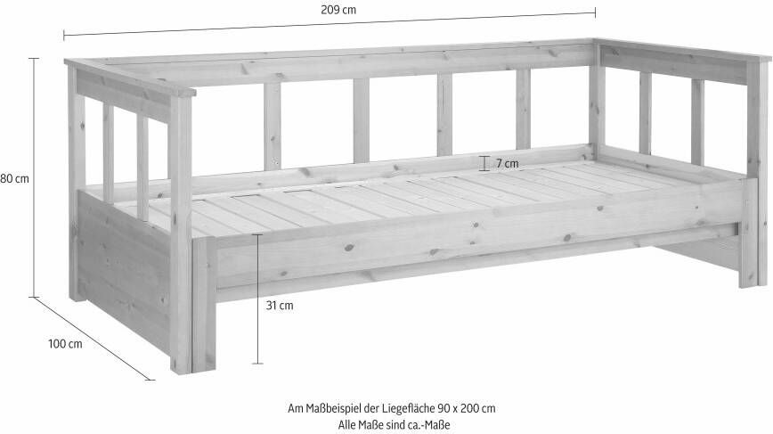 Home affaire Slaapbank "AIRA" Kinderbett Gästebett Skandi- Design Schublade optional Logeerbed met uitschuifbaar tweede ligoppervlak gecertificeerd massief hout - Foto 6