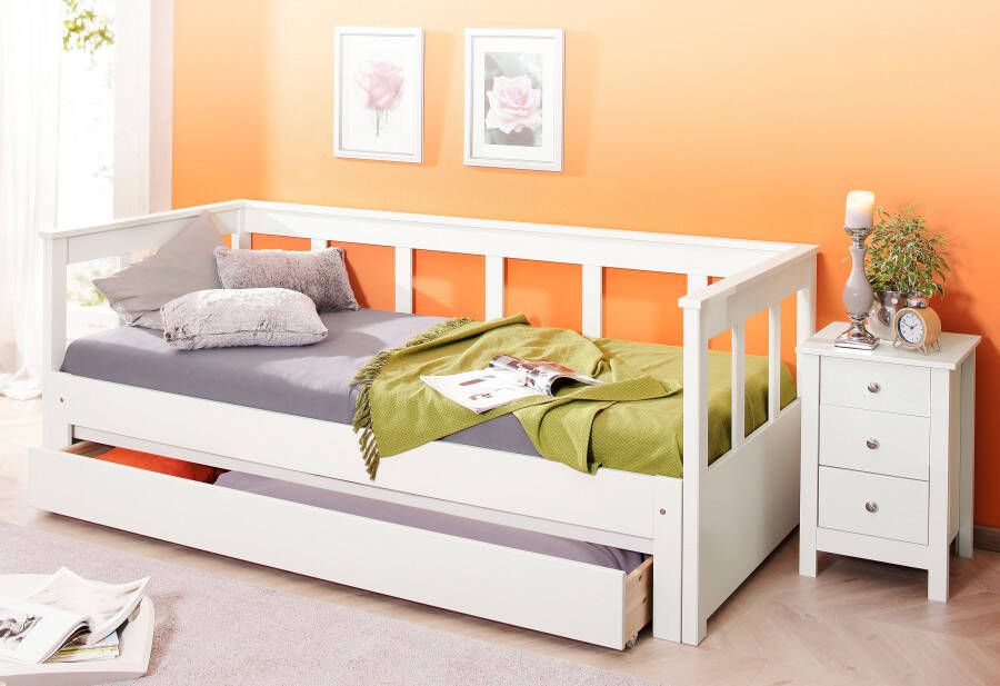 Home affaire Slaapbank "AIRA" Kinderbett Gästebett Skandi- Design Schublade optional Logeerbed met uitschuifbaar tweede ligoppervlak gecertificeerd massief hout - Foto 2