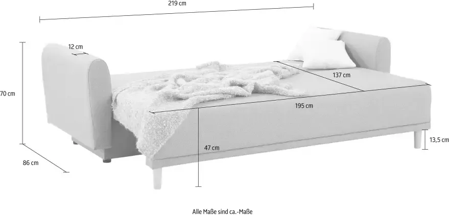 Home affaire Slaapbank Scandic incl. 2 sierkussens en bedkist capitonnage in rugkussen - Foto 3