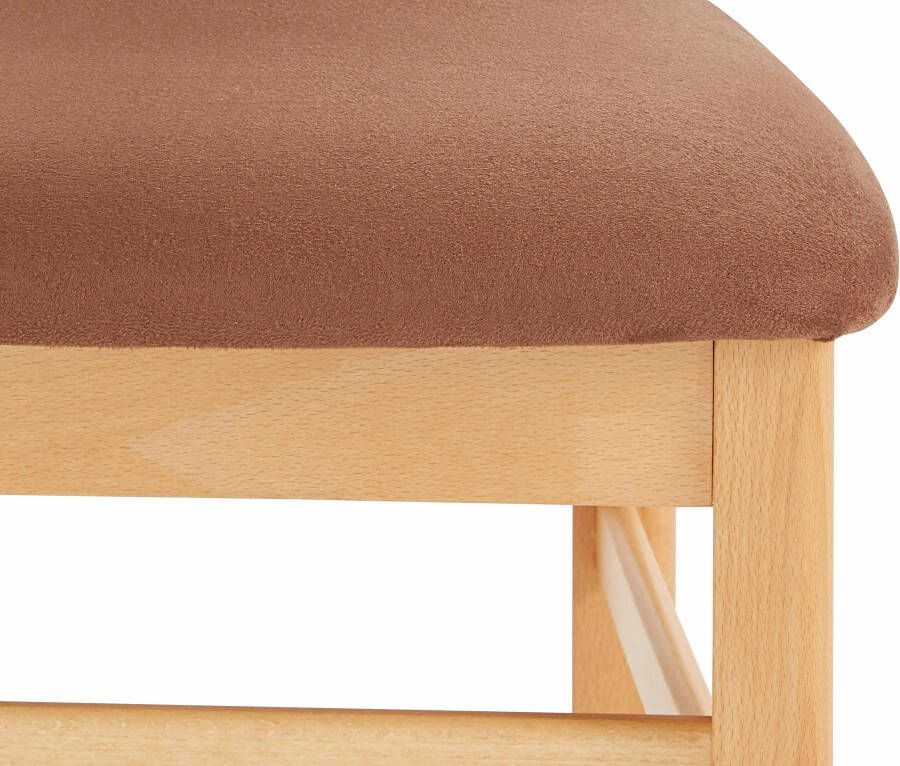 Home affaire Eetkamerstoel Franz slijtvast microvezel onderstel beuken naturel of wit houten stoel (set 2 stuks) - Foto 2