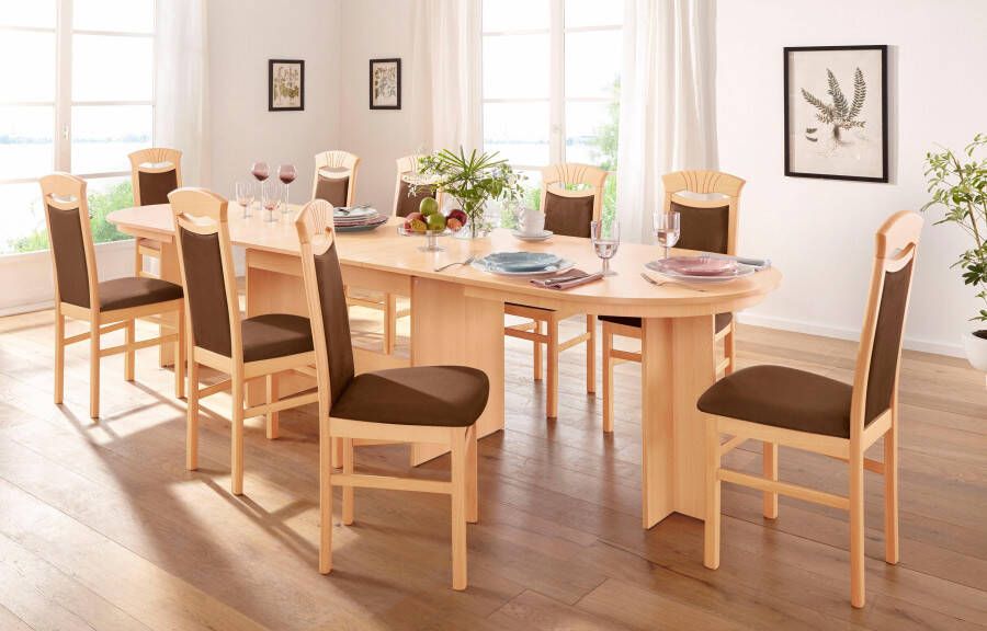 Home affaire Eetkamerstoel Franz slijtvast microvezel onderstel beuken naturel of wit houten stoel (set 2 stuks) - Foto 4
