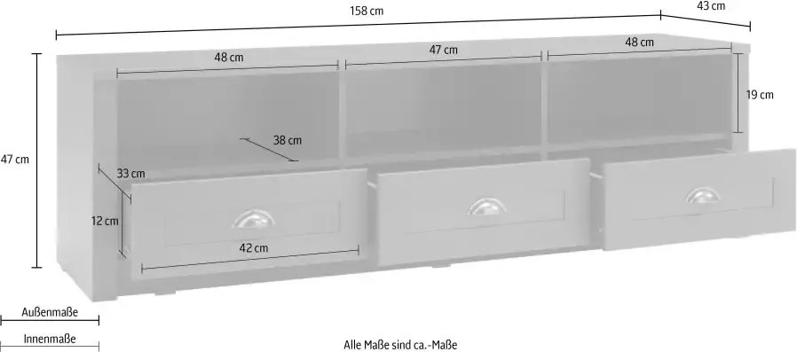 Home affaire Tv-meubel ASCOT Breedte 158 cm - Foto 5